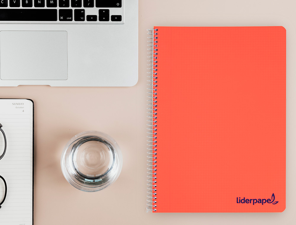 CADERNO ESPIRAL LIDERPAPEL WONDER DIN A4 CAPA PLASTICO 80 F 90 GR QUADRICULA 5MM COM MARGEM CORES SORTIDAS