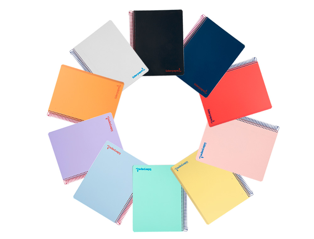 CADERNO ESPIRAL LIDERPAPEL WONDER DIN A4 CAPA PLASTICO 80 F 90 GR QUADRICULA 5MM COM MARGEM CORES SORTIDAS
