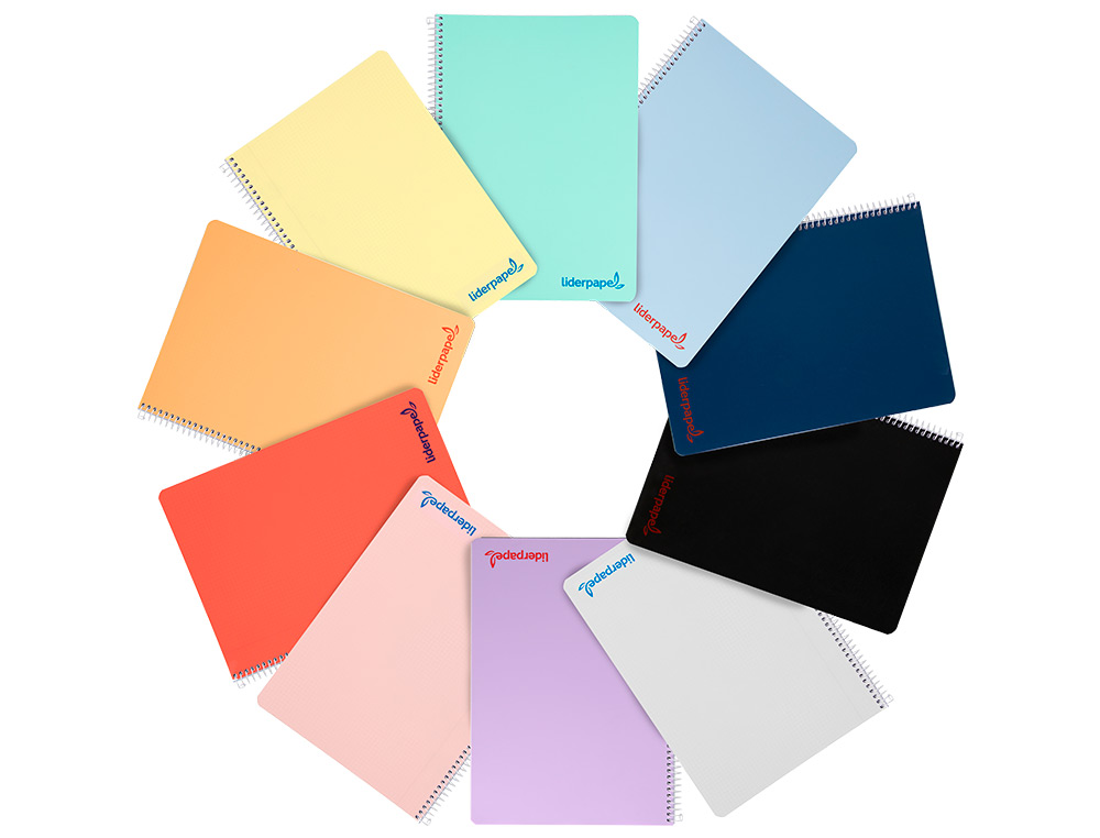 CADERNO ESPIRAL LIDERPAPEL WONDER DIN A4 CAPA PLASTICO 80 F 90 GR QUADRICULA 5MM COM MARGEM CORES SORTIDAS