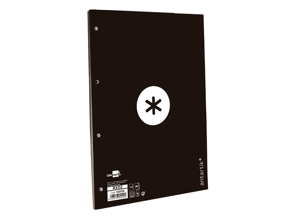 RECARGA COLADA ANTARTIK QUADRICULA DE 5MM DIN A4 100 F 90 GR 4 FUROS 1 BANDA MOLDURA COR PRETO