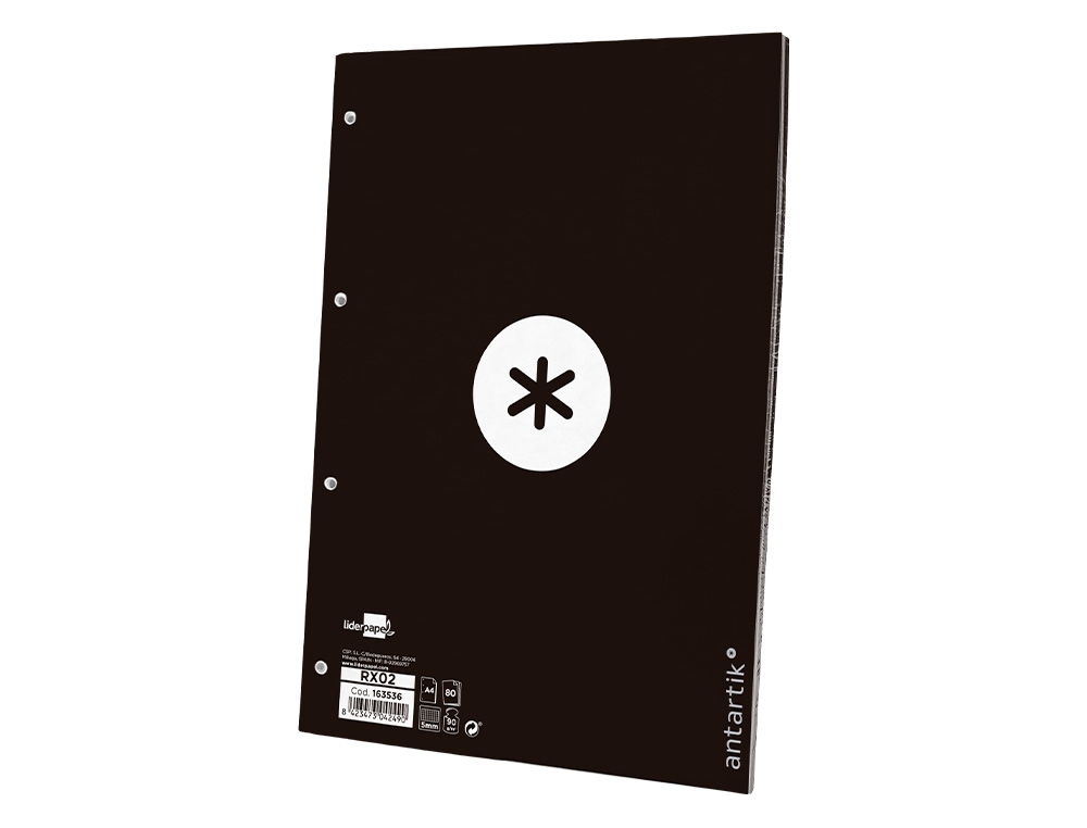 RECARGA COLADA ANTARTIK QUADRICULA DE 5MM DIN A4 100 F 90 GR 4 FUROS 1 BANDA MOLDURA COR PRETO