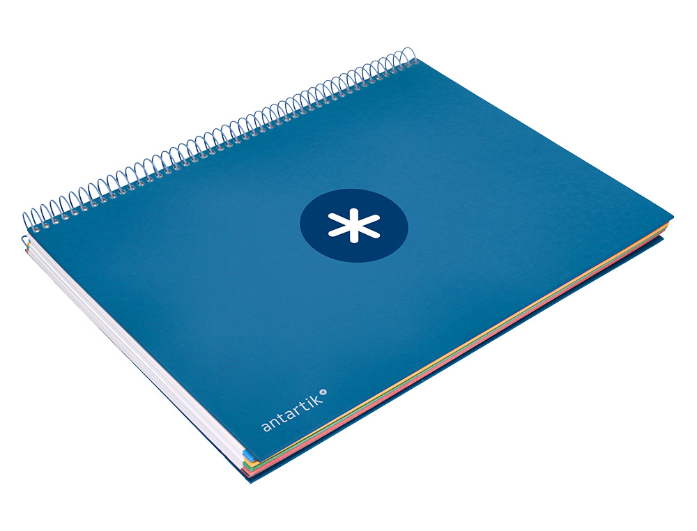 CADERNO ESPIRAL DIN A4 ANTARTIK CAPA FORRADA 120 F 100 GR QUADRICULA 5MM 5 BANDAS COR AZUL ESCURO