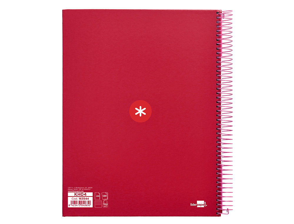 CADERNO ESPIRAL DIN A4 ANTARTIK CAPA FORRADA 120 F 100 GR PAUTADO 5 BANDAS COR FRAMBOESA