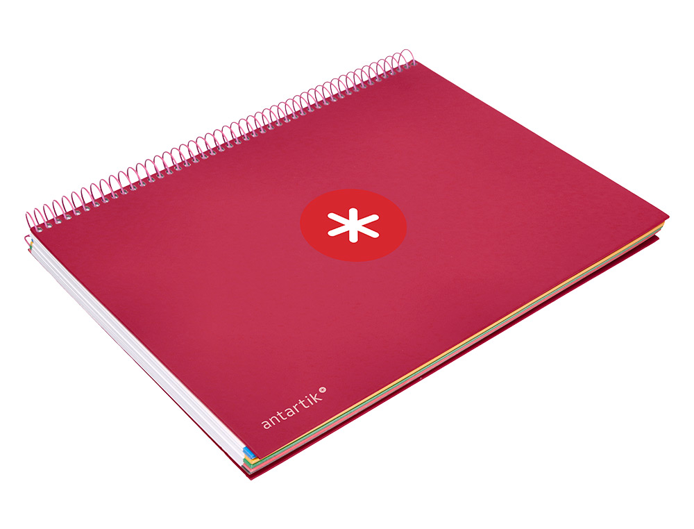 CADERNO ESPIRAL DIN A4 ANTARTIK CAPA FORRADA 120 F 100 GR PAUTADO 5 BANDAS COR FRAMBOESA