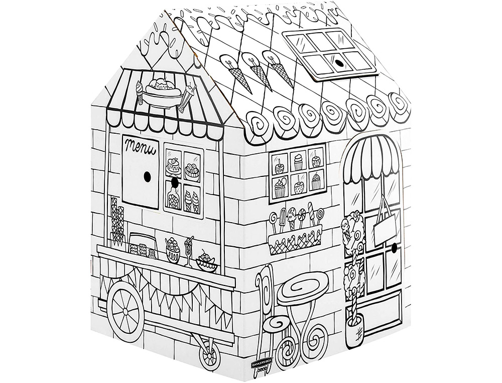 CASA DE BRINCAR BANKERS BOX PLAYHOUSE PARA PINTAR PASTELARIA FABRICADA EM CARTAO RECICLADO 1210X960X810 MM