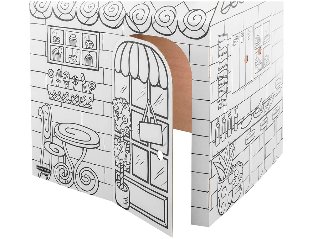 CASA DE BRINCAR BANKERS BOX PLAYHOUSE PARA PINTAR PASTELARIA FABRICADA EM CARTAO RECICLADO 1210X960X810 MM