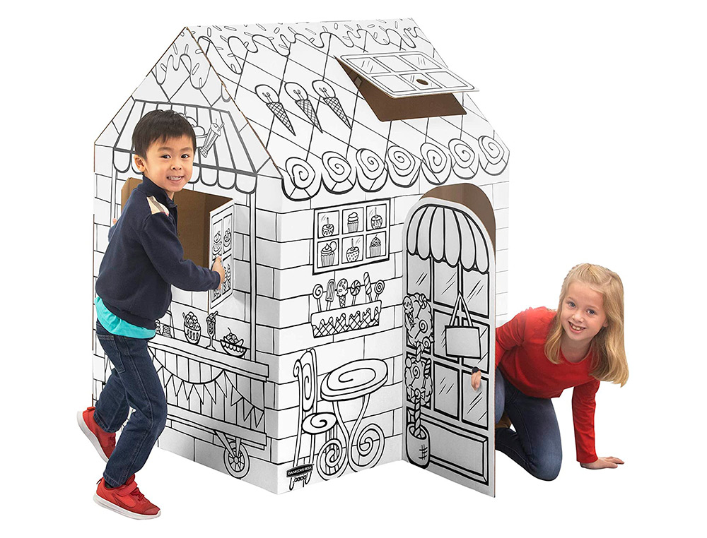 CASA DE BRINCAR BANKERS BOX PLAYHOUSE PARA PINTAR PASTELARIA FABRICADA EM CARTAO RECICLADO 1210X960X810 MM