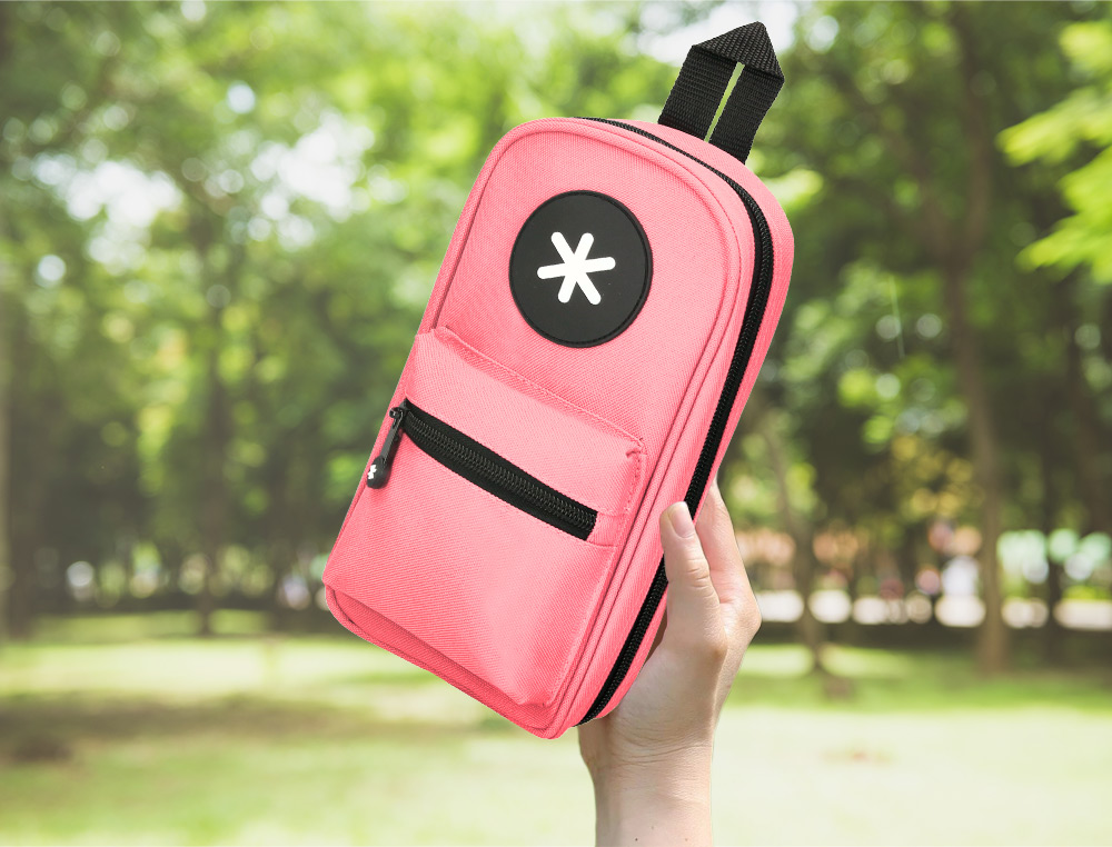 ESTOJO ESCOLAR ANTARTIK FORMA DE MOCHILA COM BOLSO E 4 DEPARTAMENTOS COR ROSA 230X50X120 MM