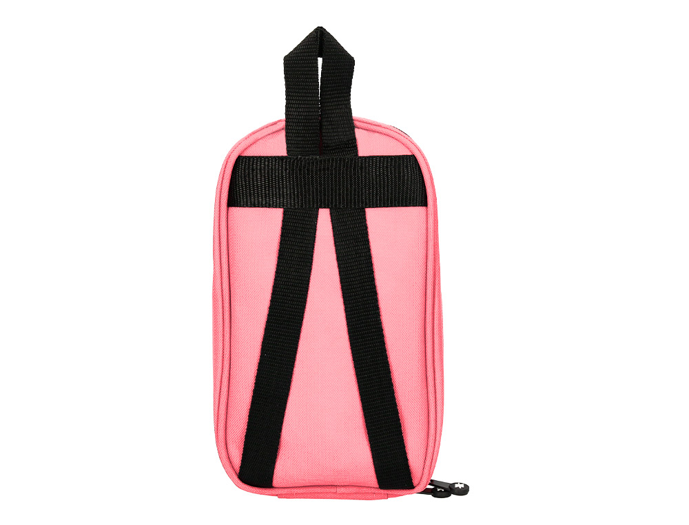 ESTOJO ESCOLAR ANTARTIK FORMA DE MOCHILA COM BOLSO E 4 DEPARTAMENTOS COR ROSA 230X50X120 MM