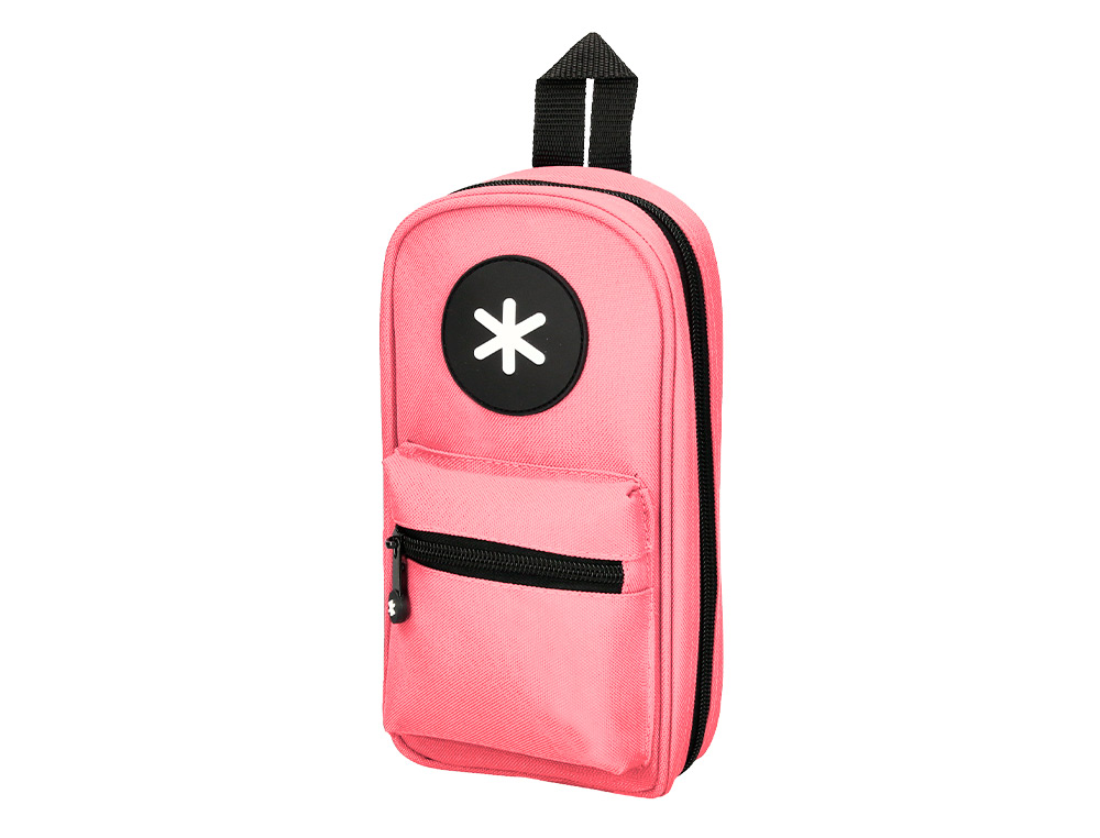ESTOJO ESCOLAR ANTARTIK FORMA DE MOCHILA COM BOLSO E 4 DEPARTAMENTOS COR ROSA 230X50X120 MM