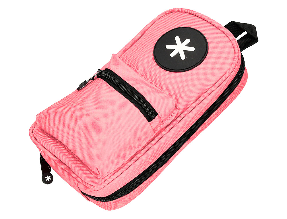 ESTOJO ESCOLAR ANTARTIK FORMA DE MOCHILA COM BOLSO E 4 DEPARTAMENTOS COR ROSA 230X50X120 MM