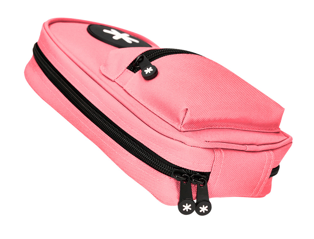 ESTOJO ESCOLAR ANTARTIK FORMA DE MOCHILA COM BOLSO E 4 DEPARTAMENTOS COR ROSA 230X50X120 MM