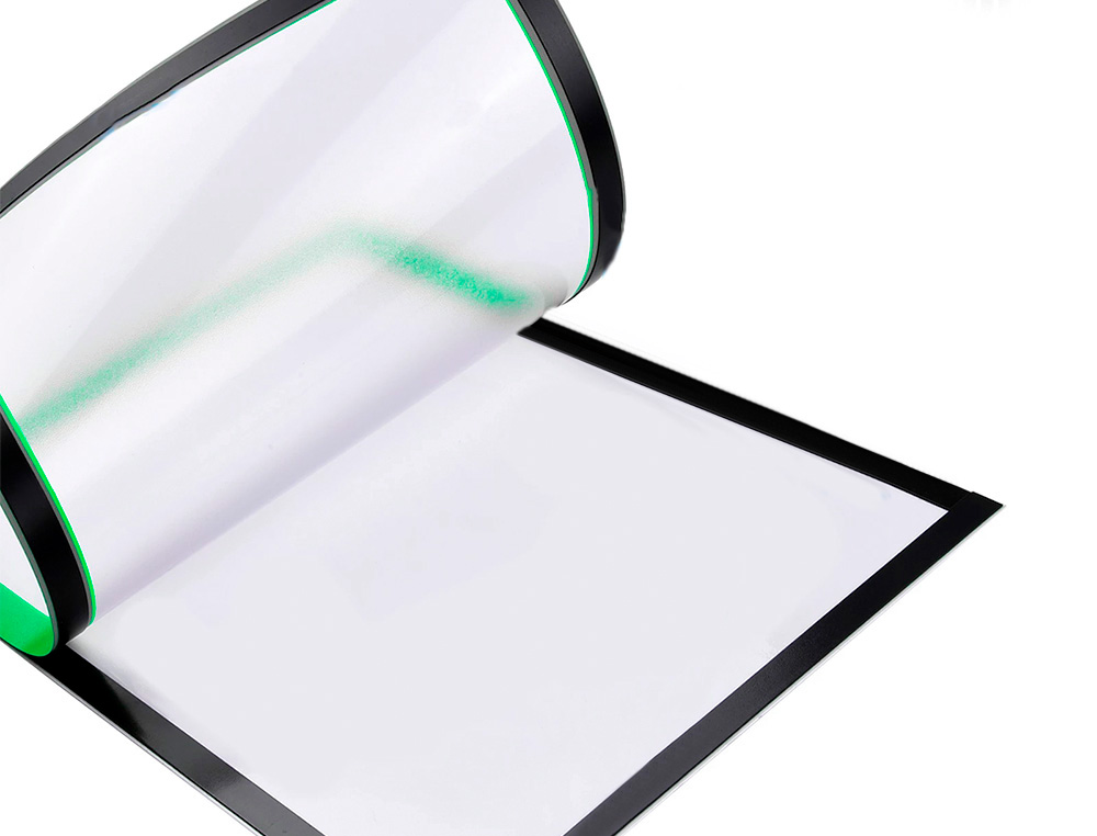 MOLDURA PORTA ANUNCIOS LIDERPAPEL MAGNETICA DIN A4 SUPORTE ADESIVO REMOVIVEL COR VERDE