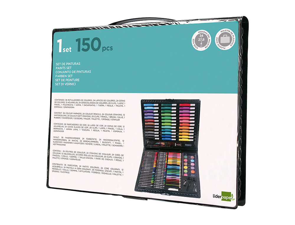 SET DE PINTURA LIDERPAPEL PLASTICO 150 PECAS 36X31X4 CM