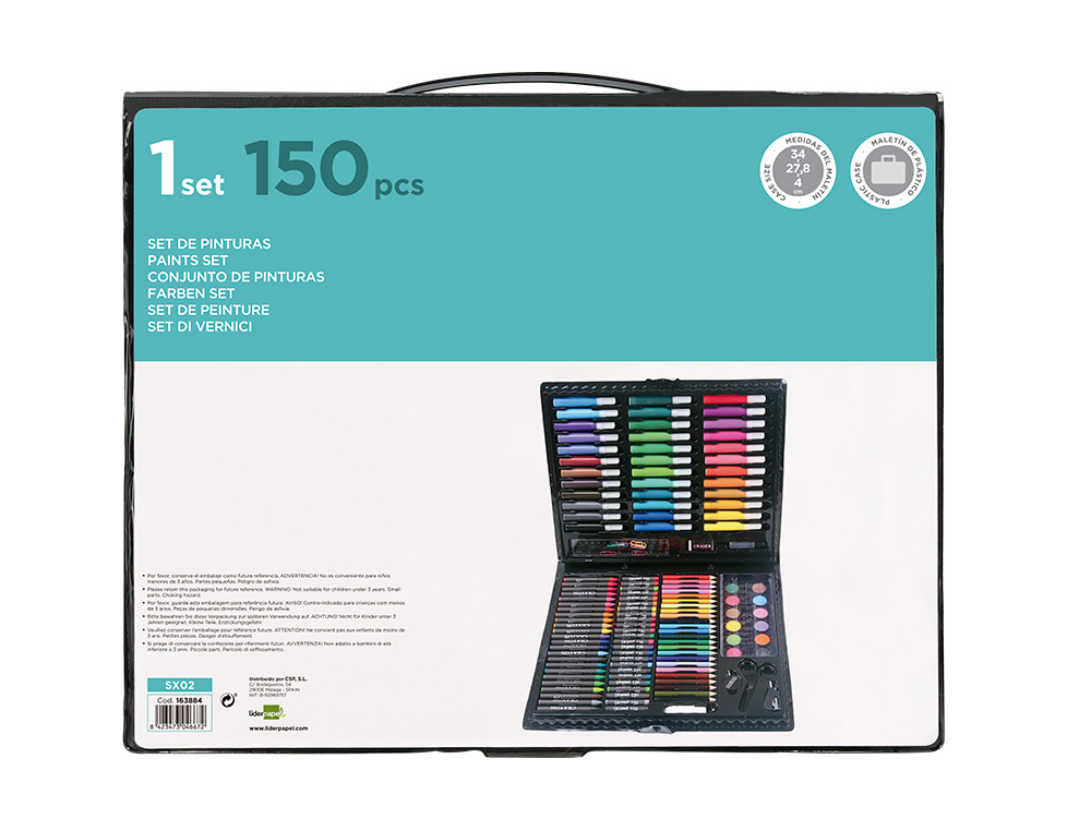 SET DE PINTURA LIDERPAPEL PLASTICO 150 PECAS 36X31X4 CM