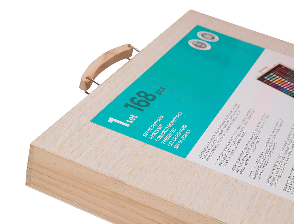 SET DE PINTURA LIDERPAPEL MADEIRA 168 PECAS MALA 39,3X30X4,8 CM