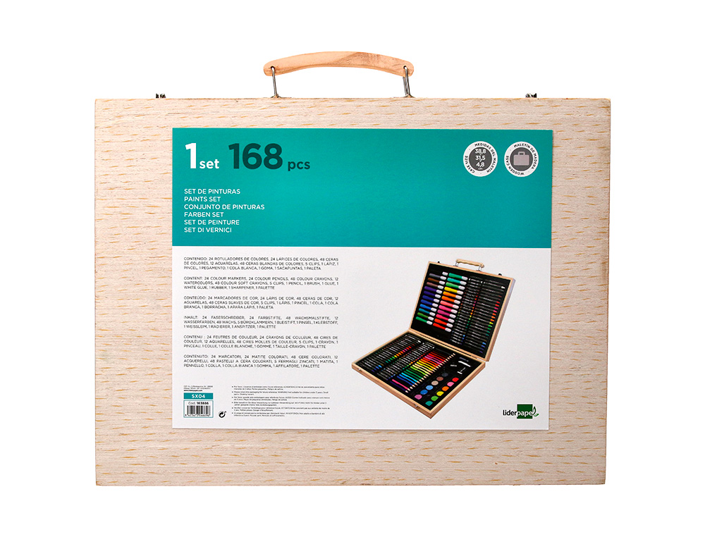 SET DE PINTURA LIDERPAPEL MADEIRA 168 PECAS MALA 39,3X30X4,8 CM