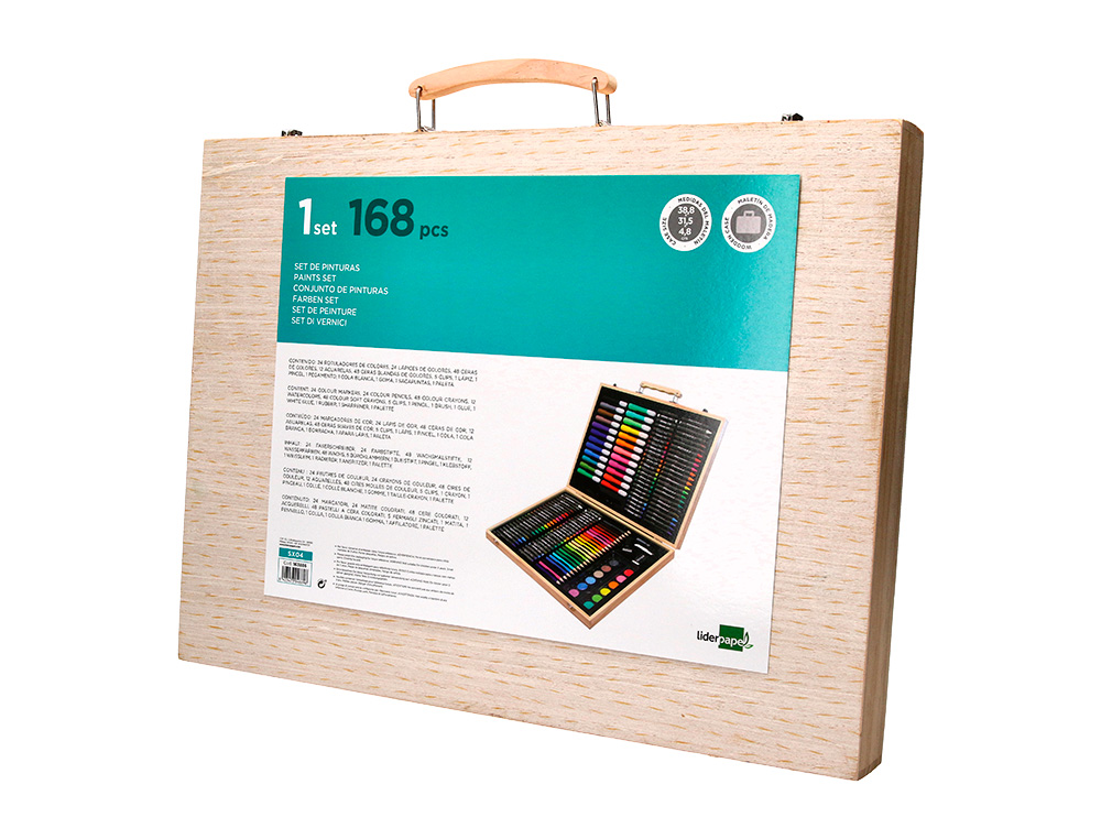 SET DE PINTURA LIDERPAPEL MADEIRA 168 PECAS MALA 39,3X30X4,8 CM