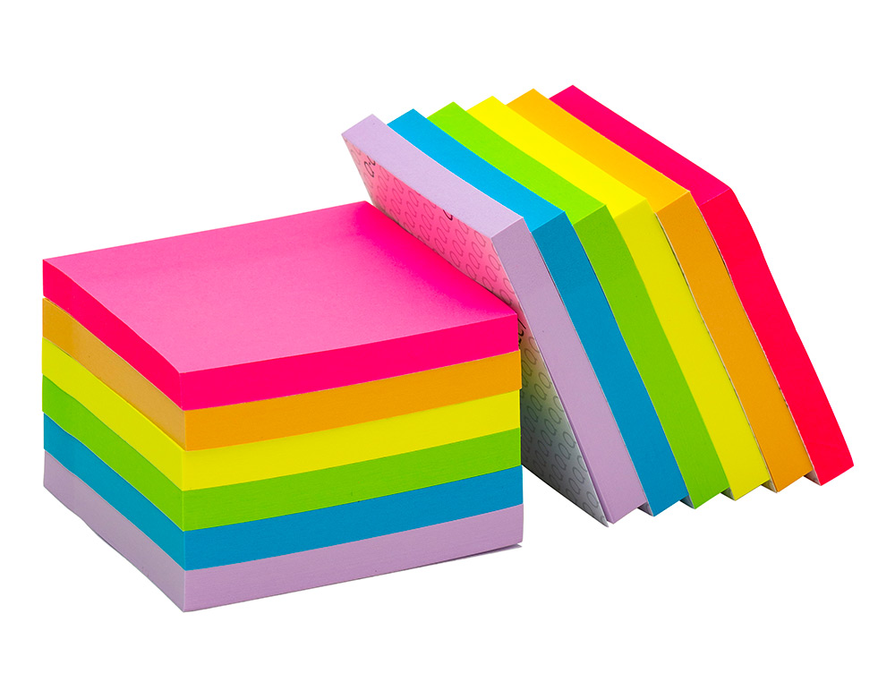 BLOCO DE NOTAS ADESIVAS Q-CONNECT 76X76 MM FSC CORES NEON E PASTEL SORTIDAS