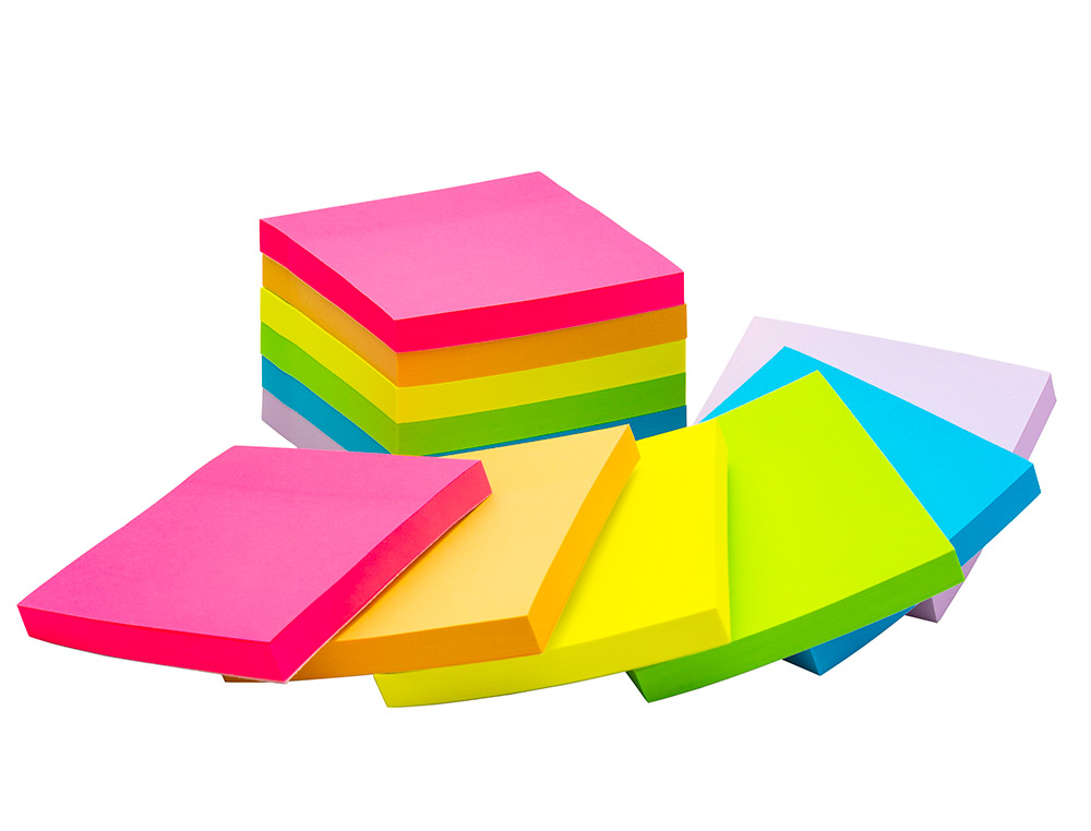 BLOCO DE NOTAS ADESIVAS Q-CONNECT 76X76 MM FSC CORES NEON E PASTEL SORTIDAS