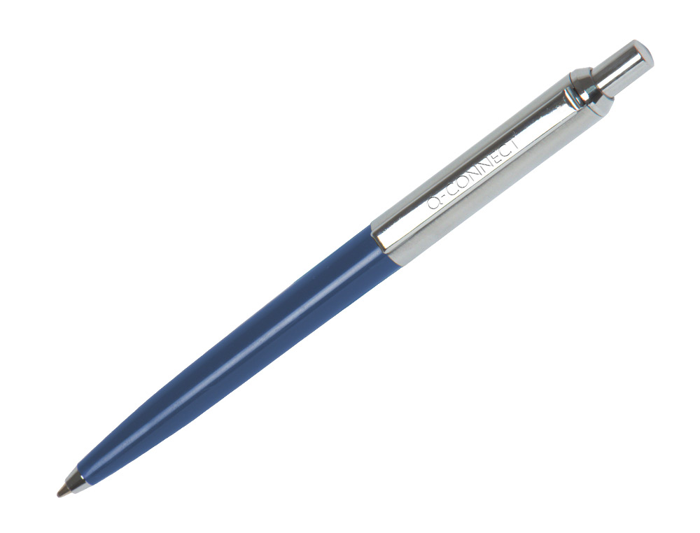 ESFEROGRAFICA Q-CONNECT PREMIUM METALICA RETRATIL COM CLIP COR AZUL PONTA 1 MM
