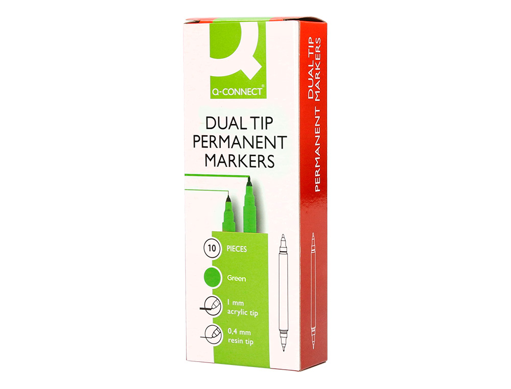 MARCADOR Q-CONNECT MARCADOR PERMANENTE DUPLA PONTA COR VERDE 0,4 MM E 1 MM