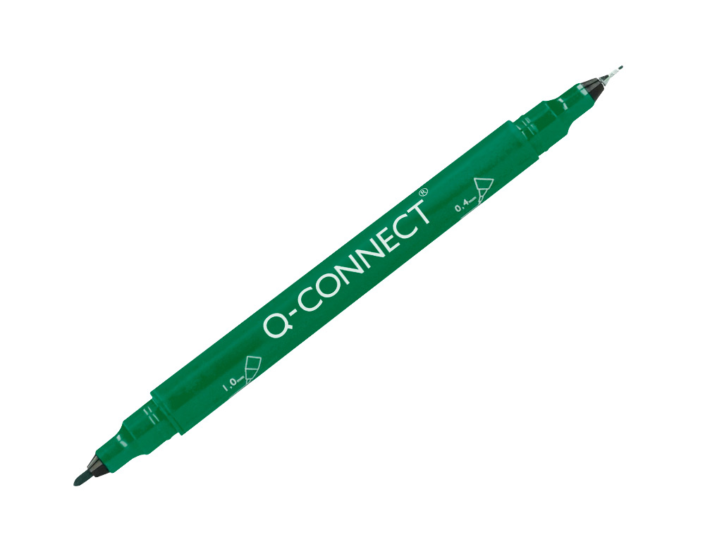 MARCADOR Q-CONNECT MARCADOR PERMANENTE DUPLA PONTA COR VERDE 0,4 MM E 1 MM
