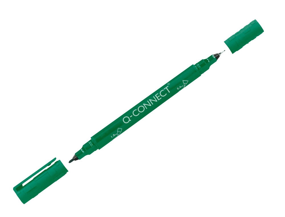 MARCADOR Q-CONNECT MARCADOR PERMANENTE DUPLA PONTA COR VERDE 0,4 MM E 1 MM