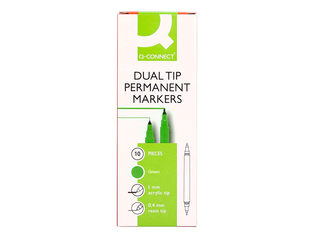 MARCADOR Q-CONNECT MARCADOR PERMANENTE DUPLA PONTA COR VERDE 0,4 MM E 1 MM