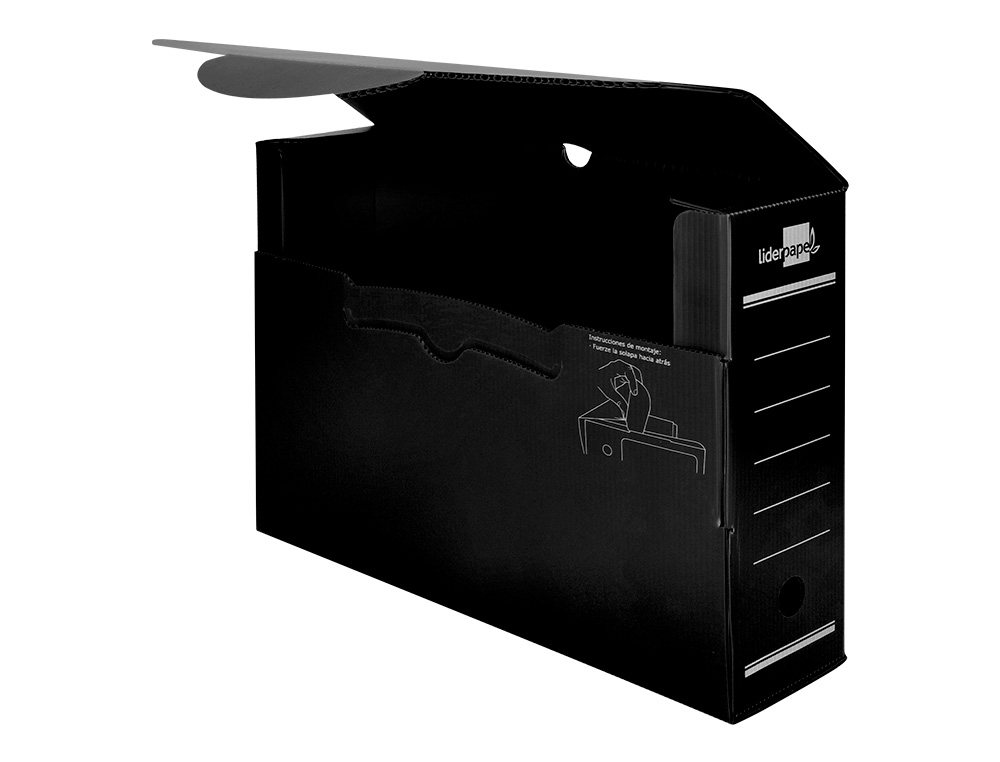 CAIXA PARA ARQUIVO MORTO LIDERPAPEL EM POLIPROPILENO PRETO FORMATO 360X260X100 MM