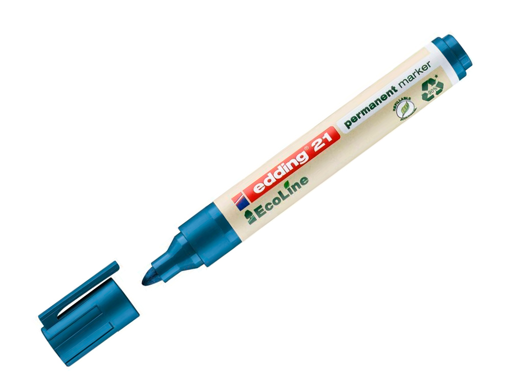 MARCADOR EDDING 21 MARCADOR PERMANENTE ECOLINE 90% RECICLADO COR AZUL PONTA REDONDA 1,5-3 MM RECARREGAVEL