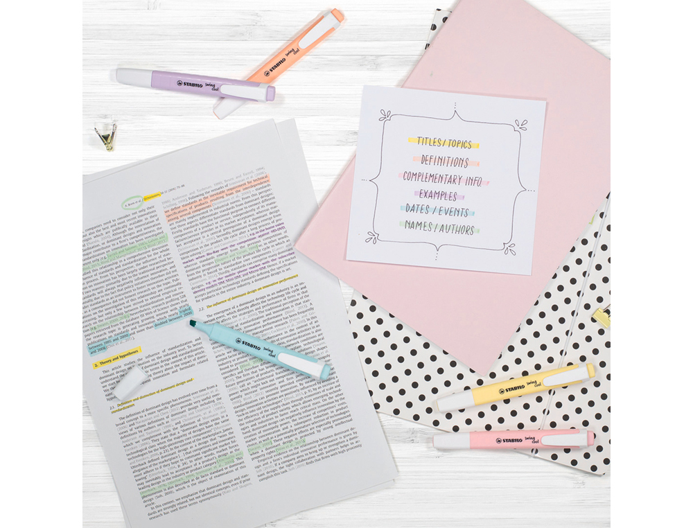 MARCADOR FLUORESCENTE STABILO SWING COOL PASTEL ESTOJO DE 4 UNIDADES CORES SORTIDAS