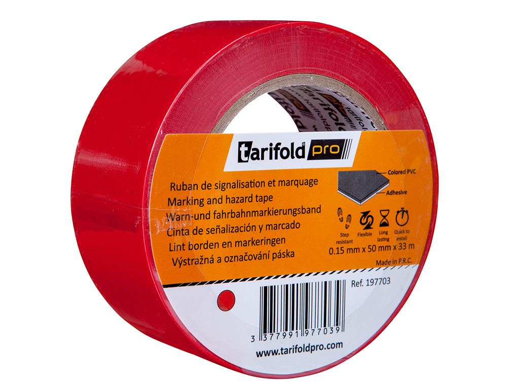 FITA ADESIVA TARIFOLD PARA MARCACAO E SINALIZACAO DE CHAO 33 MT X 50 MM COR VERMELHO
