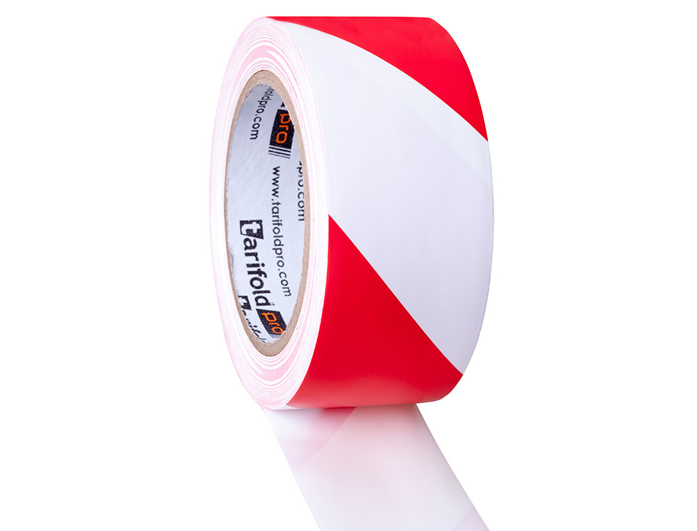 FITA ADESIVA TARIFOLD SEGURANCA PARA MARCACAO E SINALIZACAO DE CHAO 33 MT X 50 MM COR BRANCO/VERMELHO