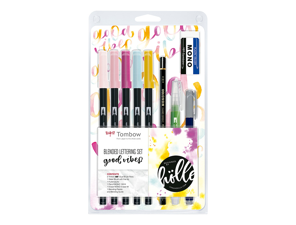 CONJUNTO DE CALIGRAFIA TOMBOW BLENDED LETTERING GOOD VIBES 9 PECAS
