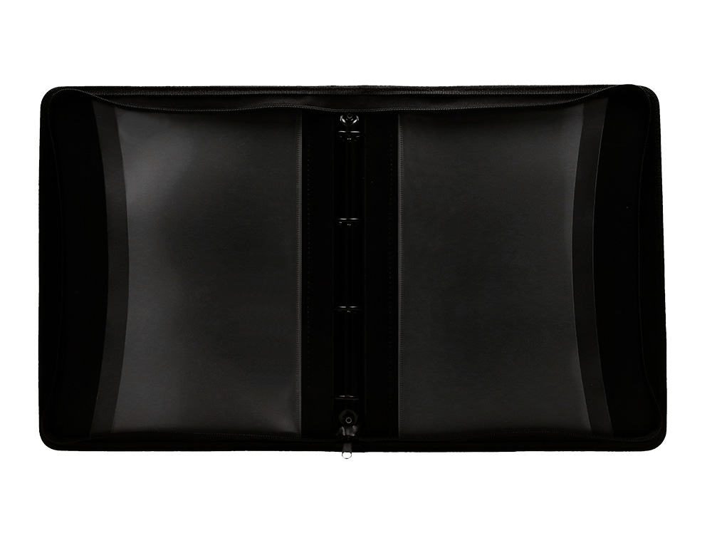 PASTA LIDERPAPEL 4 ANEIS 25 MM POLIPROPILENO FECHO DE CORRER 4 BOLSOS INTERIORES COR PRETO