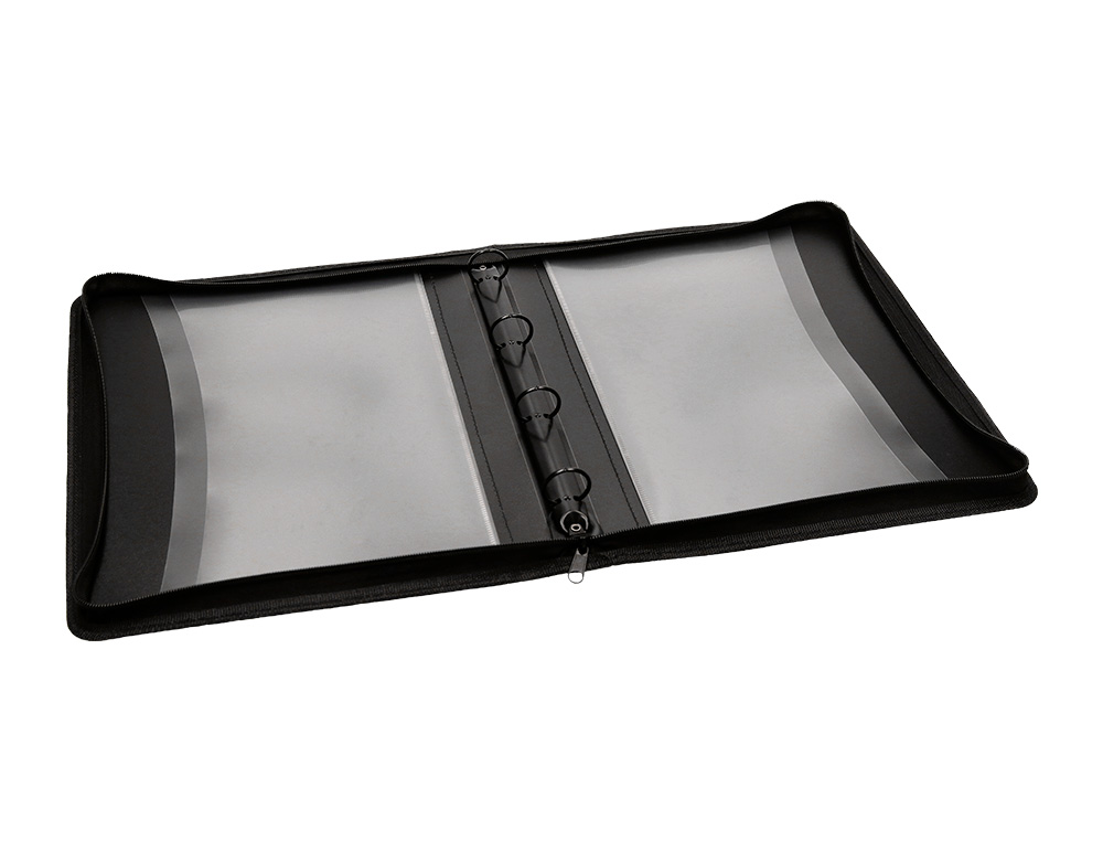 PASTA LIDERPAPEL 4 ANEIS 25 MM POLIPROPILENO FECHO DE CORRER 4 BOLSOS INTERIORES COR PRETO