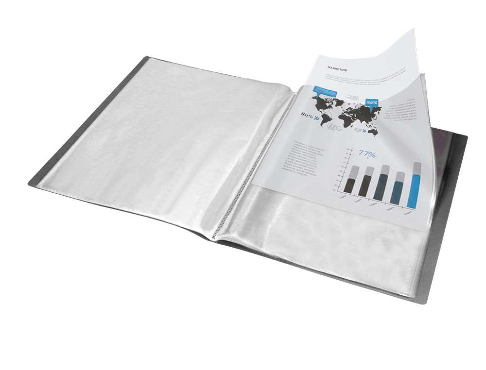 CAPA CATALOGO LIDERPAPEL 40 BOLSAS POLIPROPILENO DIN A3 PRETO OPACO