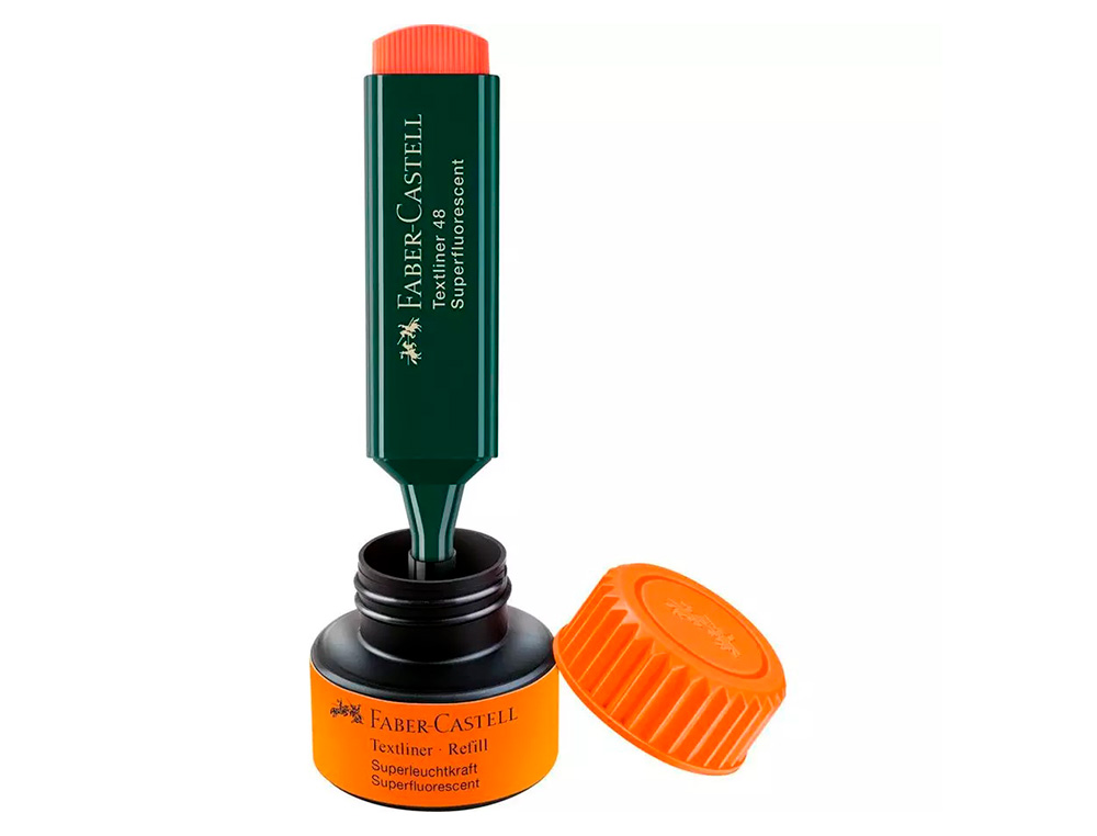 TINTA MARCADOR FABER CASTELL FLUORESCENTE 1549 COM SISTEMA CAPILAR COR LARANJA FRASCO DE 30 ML