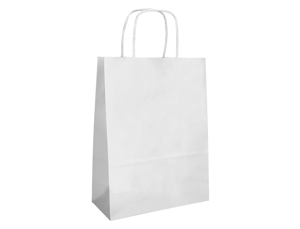 SACO DE PAPEL Q-CONNECT CELULOSE BRANCO XS COM ASA TORCIDA 180X240X80 MM