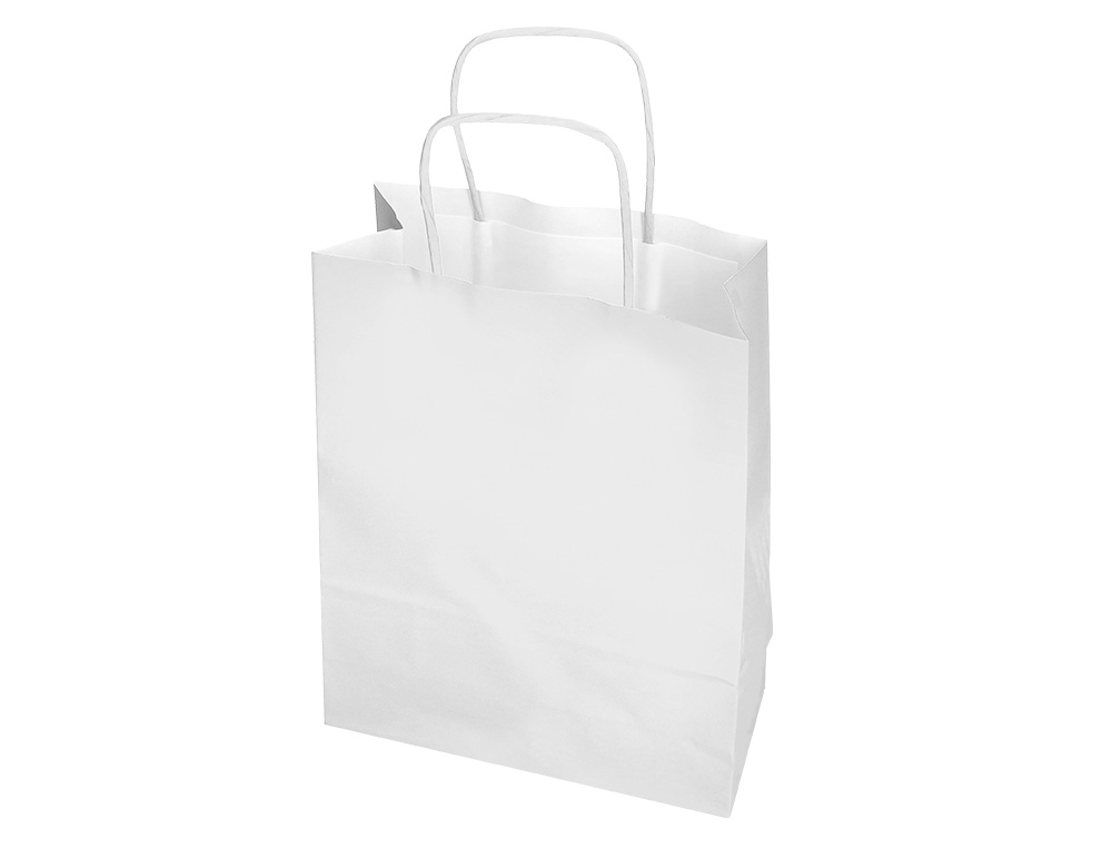 SACO DE PAPEL Q-CONNECT CELULOSE BRANCO XS COM ASA TORCIDA 180X240X80 MM