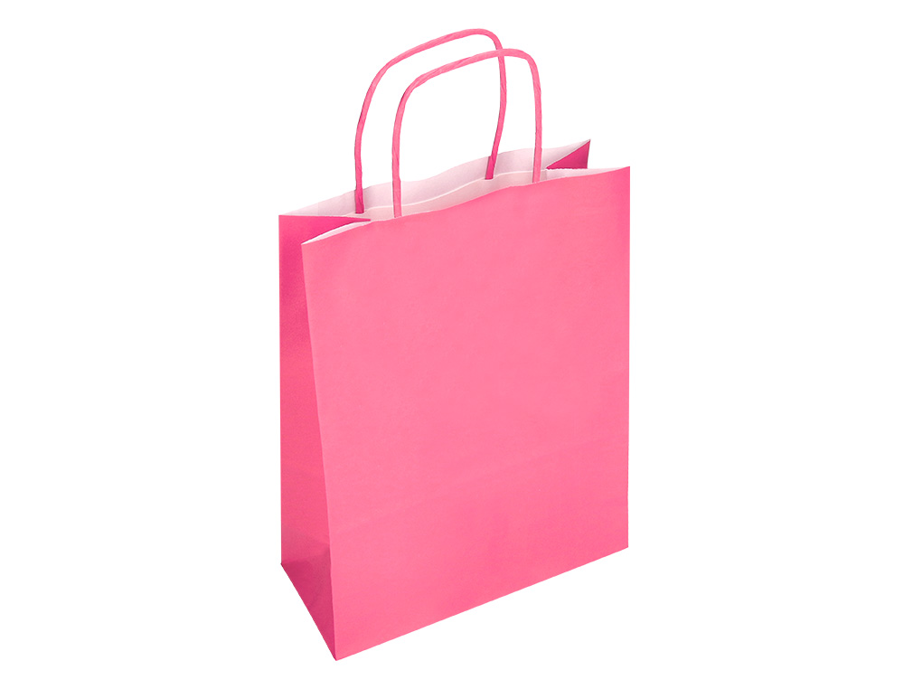 SACO DE PAPEL Q-CONNECT CELULOSE ROSA M COM ASA TORCIDA 270X370X12 MM