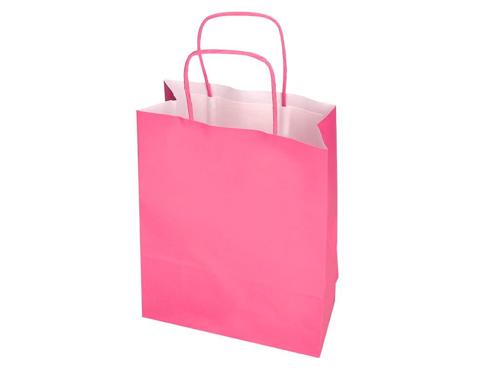 SACO DE PAPEL Q-CONNECT CELULOSE ROSA M COM ASA TORCIDA 270X370X12 MM