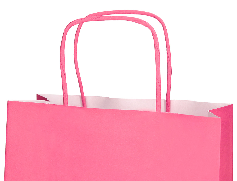 SACO DE PAPEL Q-CONNECT CELULOSE ROSA M COM ASA TORCIDA 270X370X12 MM