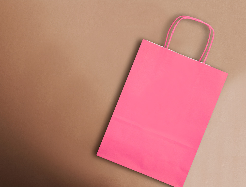 SACO DE PAPEL Q-CONNECT CELULOSE ROSA M COM ASA TORCIDA 270X370X12 MM