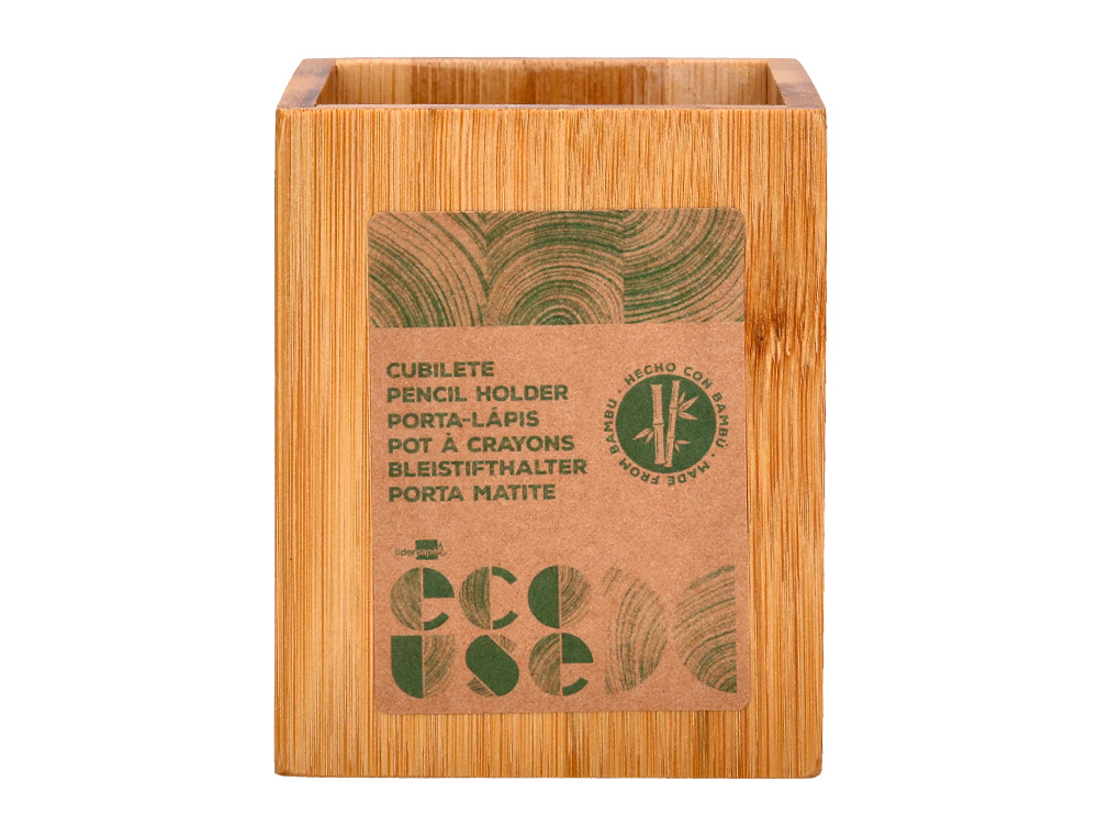 PORTA LAPIS LIDERPAPEL ECOUSE BAMBU 8X8X10 CM