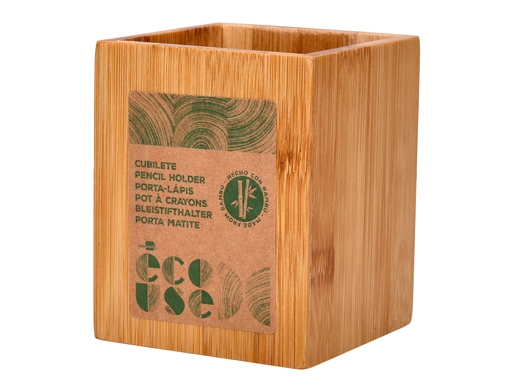 PORTA LAPIS LIDERPAPEL ECOUSE BAMBU 8X8X10 CM
