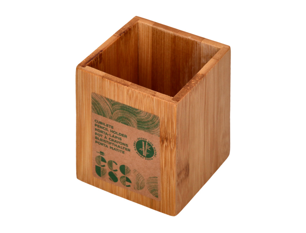 PORTA LAPIS LIDERPAPEL ECOUSE BAMBU 8X8X10 CM