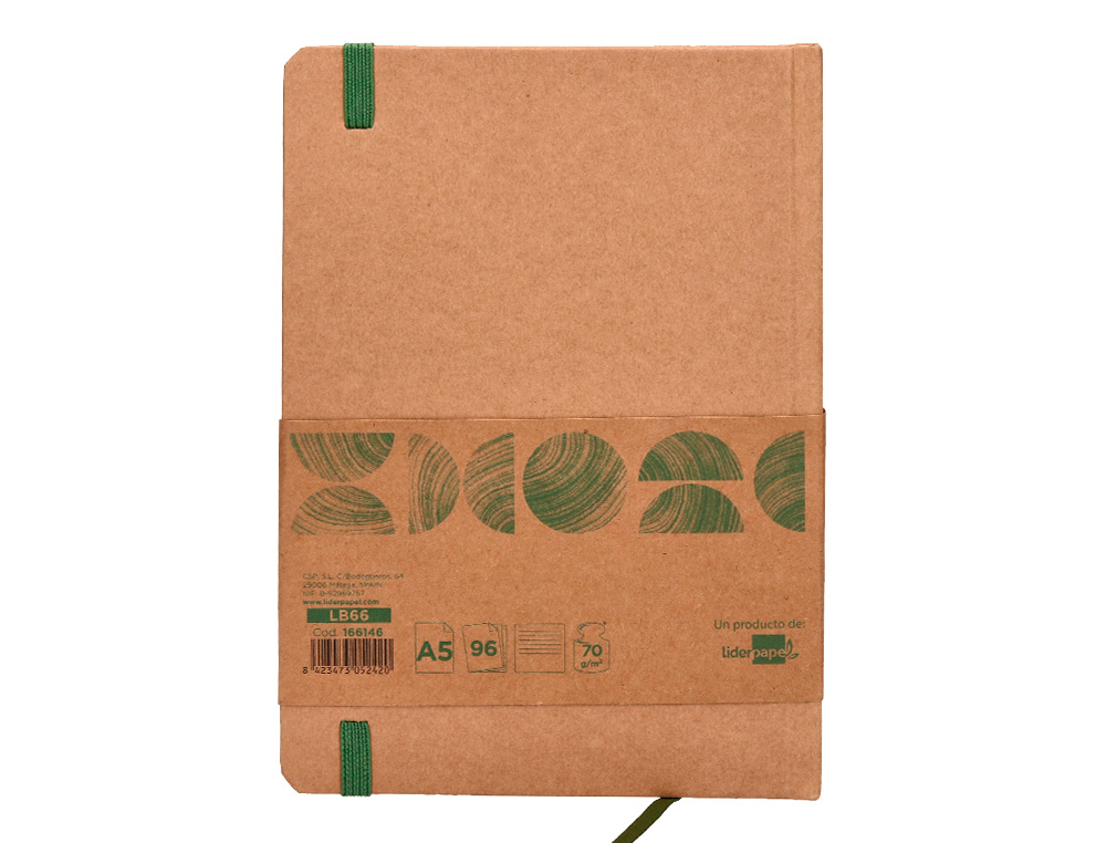 CADERNO AGRAFADO LIDERPAPEL ECOUSE 100% RECICLADO A5 96 FOLHAS 70G/M2 PAUTADO COM ELASTICO E MARCADOR PAGINAS