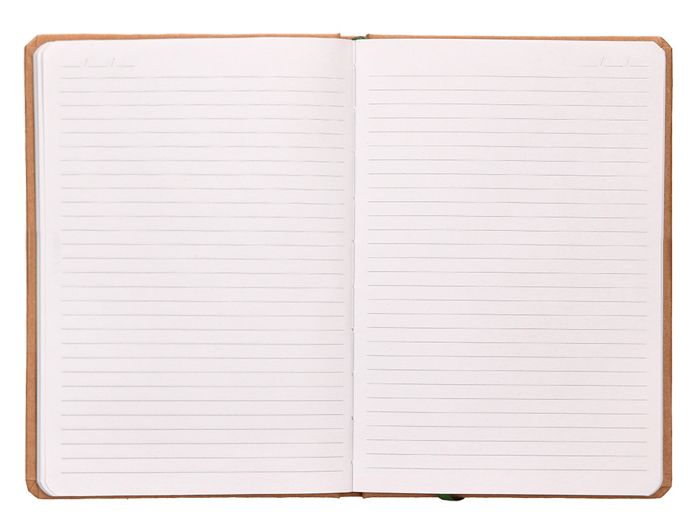 CADERNO AGRAFADO LIDERPAPEL ECOUSE 100% RECICLADO A5 96 FOLHAS 70G/M2 PAUTADO COM ELASTICO E MARCADOR PAGINAS